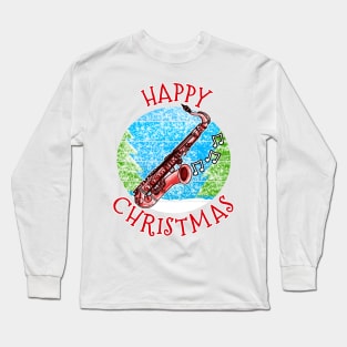 Christmas Saxophone Saxophonist Jazz Musician Xmas 2022 Long Sleeve T-Shirt